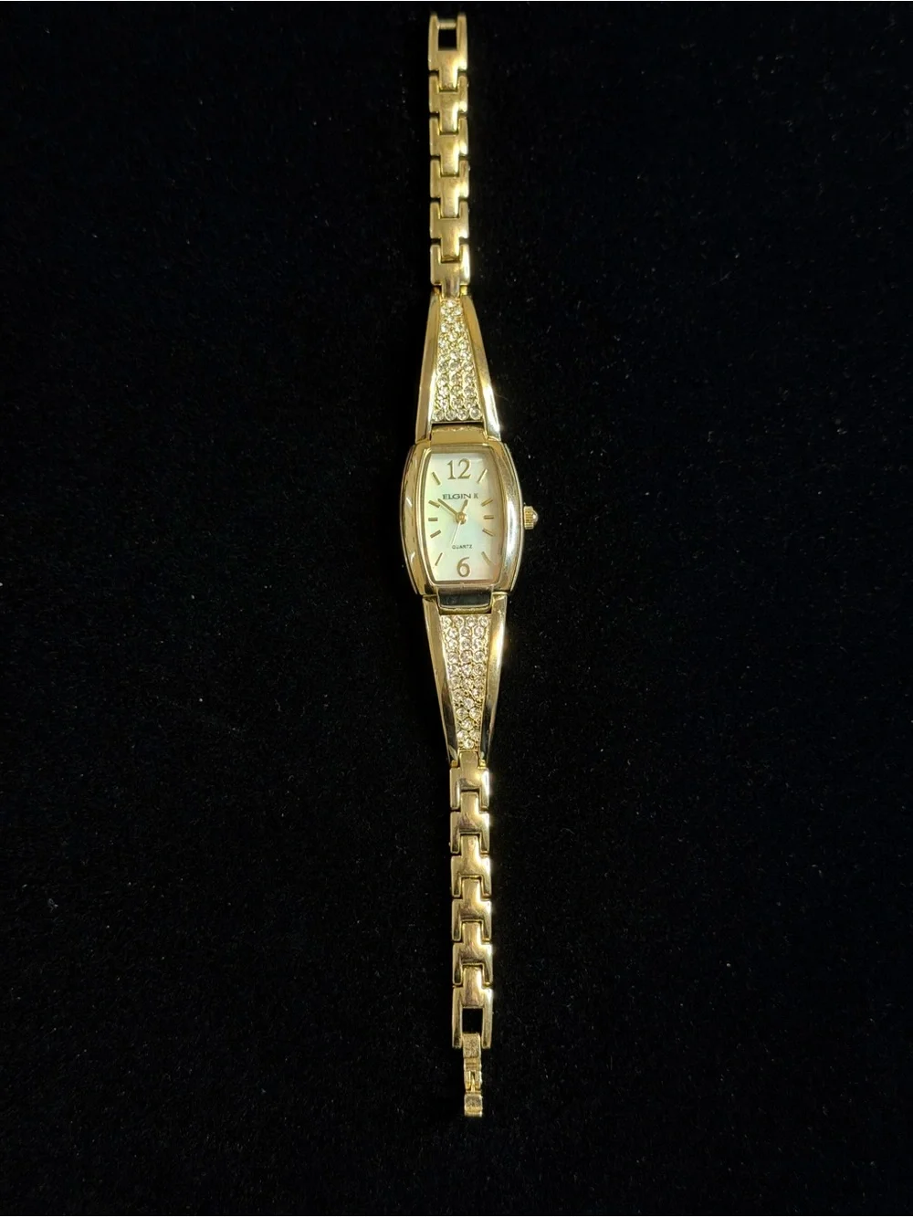 Elgin II Women's Gold-Tone Crystal Accent Bracelet Watch